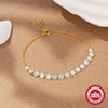925 Sterling Silver Single Row Diamondencrusted Ostring Bracelet Geometric Style Electroplated Real Gold Plated For Women