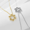 Sterling Silver Sixpointed Star Geometric Symbol Pendant Necklace With Microinlaid Zircon And Cross Chain For Women
