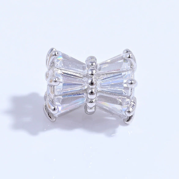 Sterling Silver Small Waist Barrel Beads Spacer Beads With Zirconium For Diy Bracelet Necklace