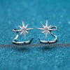925 Sterling Silver Snowflake Hexagram Earrings With Moissanite Micro Pave Geometric Electroplated Exotic Style