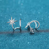 925 Sterling Silver Snowflake Hexagram Earrings With Moissanite Micro Pave Geometric Electroplated Exotic Style