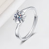 925 Sterling Silver Snowflake Moissanite Open Adjustable Ring For Women Geometric Electroplated Three Claw Wedding Gift Jewelry