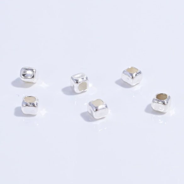 Sterling Silver Square Loose Beads Jewelry Accessories Electroplated For Diy Bracelet Necklace