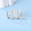 925 Sterling Silver Square Sea Blue Sparkling Gemstone Earrings Electroplated Jewelry For Women