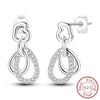 925 Sterling Silver Square Sea Blue Sparkling Gemstone Earrings Electroplated Jewelry For Women