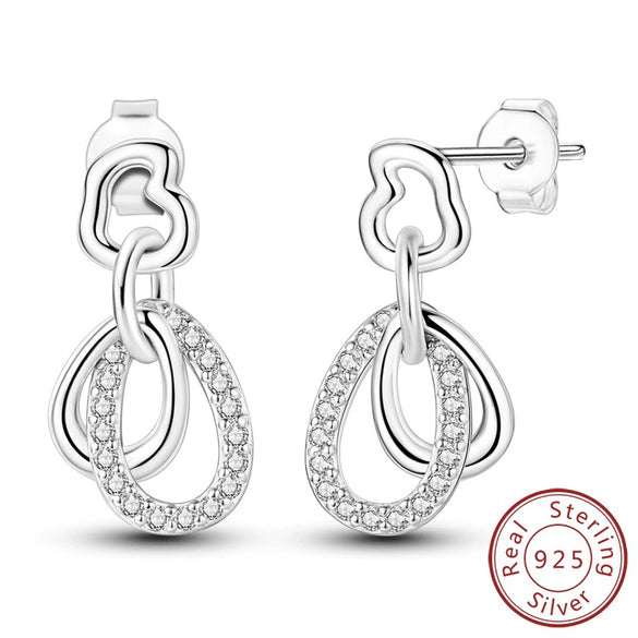 925 Sterling Silver Square Sea Blue Sparkling Gemstone Earrings Electroplated Jewelry For Women