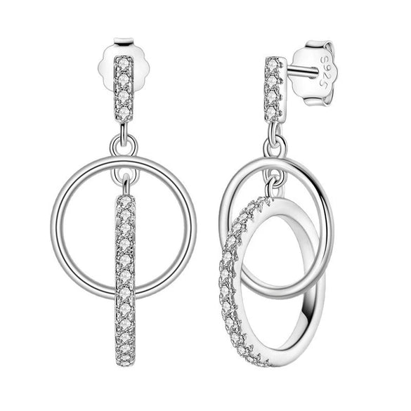 925 Sterling Silver Square Sea Blue Sparkling Gemstone Earrings Electroplated Jewelry For Women