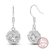 925 Sterling Silver Square Sea Blue Sparkling Gemstone Earrings Electroplated Jewelry For Women