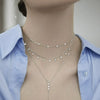 925 Sterling Silver Stacked Zircon Necklace Geometric Style High End Jewelry