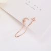 Sterling Silver Star And Moon Double Piercing Linked Tassel Earrings With Electroplated Finish For Women