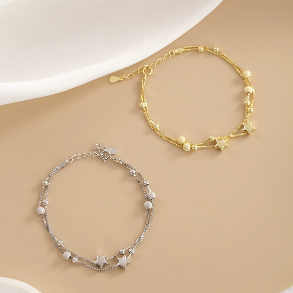 Sterling Silver Star Bracelet For Women Sweet Minimalist Electroplated Jewelry With A Natural Elegant Style
