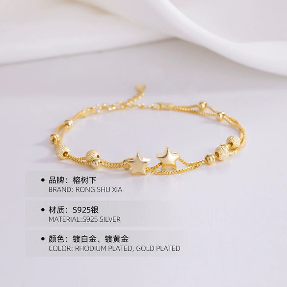 Sterling Silver Star Bracelet For Women Sweet Minimalist Electroplated Jewelry With A Natural Elegant Style