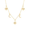 925 Sterling Silver Star Clavicle Stacked Necklace With Electroplating And Cross Chain Style