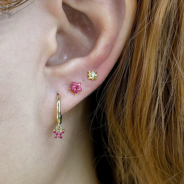 925 Sterling Silver Star Diamond Piercing Screw Earrings Unisex