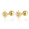 925 Sterling Silver Star Diamond Piercing Screw Earrings Unisex