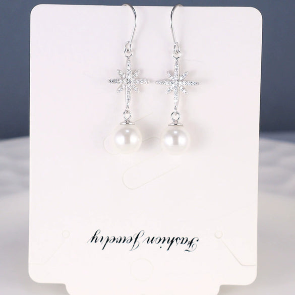 Sterling Silver Star Pearl Long Tassel Earrings Elegant Rice Star Drop Earrings For Women