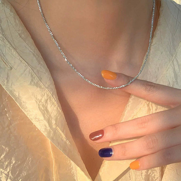 Sterling Silver Star River Gypsophila Star Clavicle Necklace For Women With Water Wave Chain And Electroplating