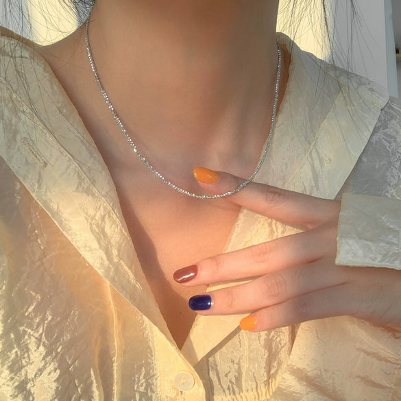 Sterling Silver Star River Gypsophila Star Clavicle Necklace For Women With Water Wave Chain And Electroplating