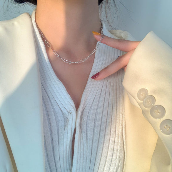 Sterling Silver Star River Gypsophila Star Clavicle Necklace For Women With Water Wave Chain And Electroplating