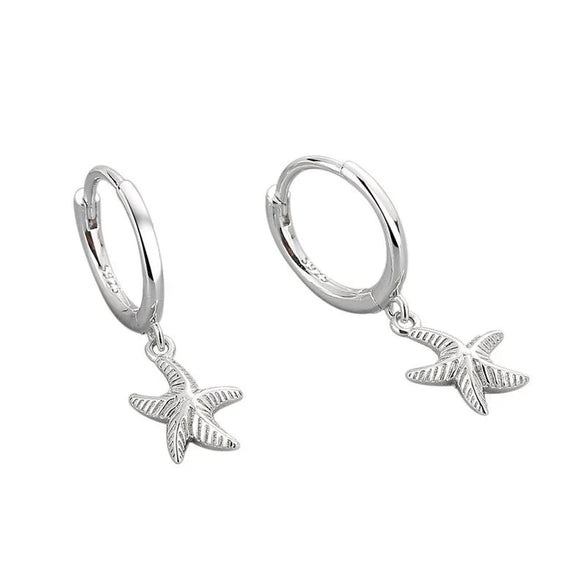 Sterling Silver Starfish Ear Buckle Earrings Geometric Electroplated Statement Earrings