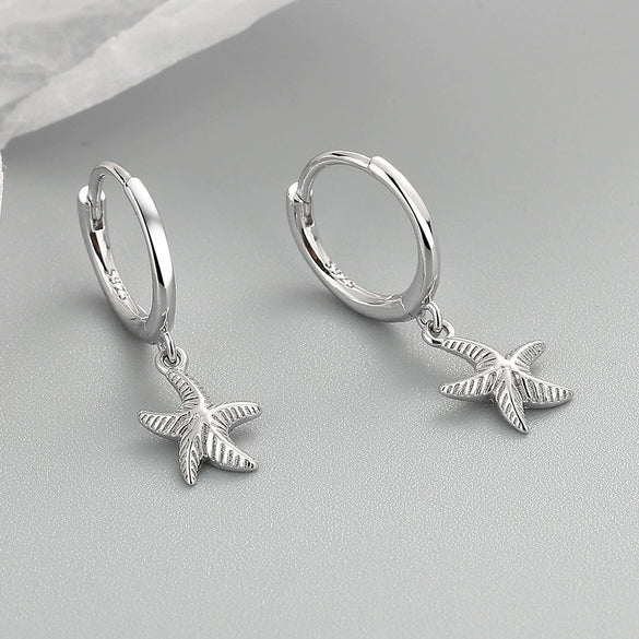 Sterling Silver Starfish Ear Buckle Earrings Geometric Electroplated Statement Earrings