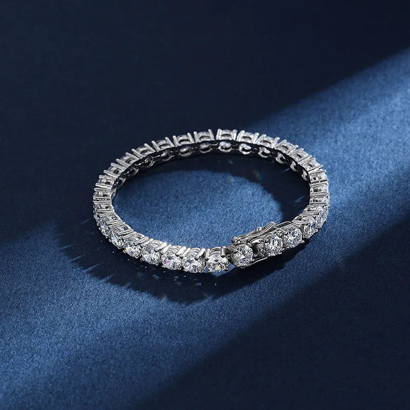 Sterling Silver Streetwear Shiny Inlay Geometric High Carbon Diamond Bracelets