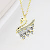 Sterling Silver 925 Swan Geometric Design Diamond Necklace For Women