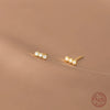 Sterling Silver Threediamond Earrings Simple Geometric Style 14K Gold Plated