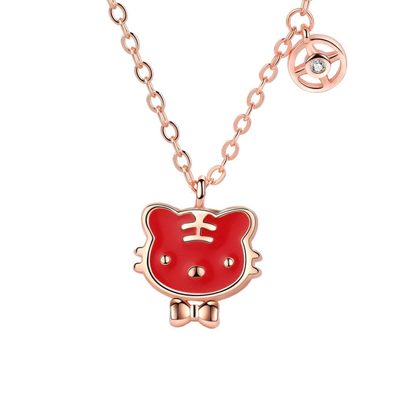 925 Sterling Silver Tiger Pendant Necklace And Bracelet Set With Color Changing Zodiac Design Electroplated Cross Chain Fashion Jewelry