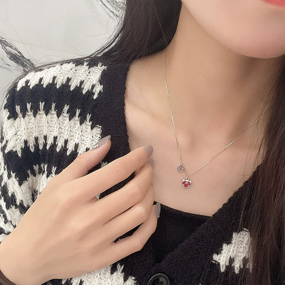 925 Sterling Silver Tiger Zodiac Pendant Necklace For Women With Red Enamel Geometric Pendant And Electroplated Collarbone Chain