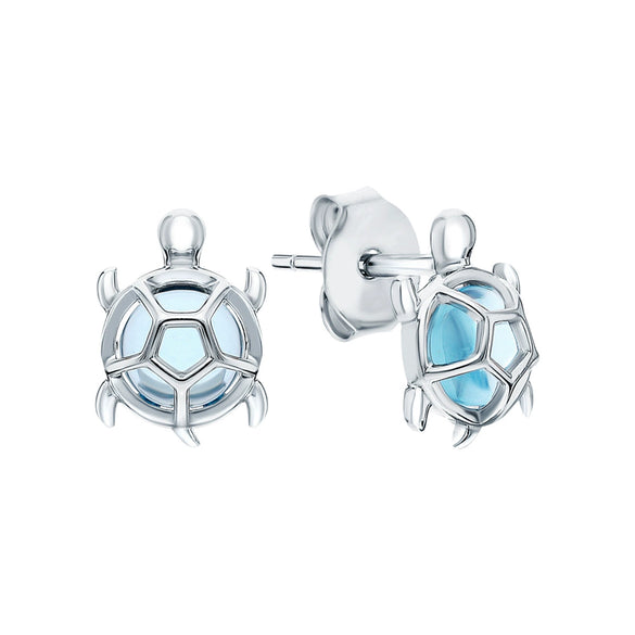 Sterling Silver Tortoise Earrings With Animals Zodiac Pattern And Electroplating Design