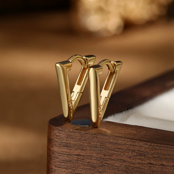 925 Sterling Silver Triangular Geometric Electroplated Women's Earrings