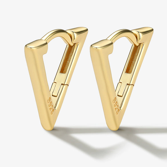 925 Sterling Silver Triangular Geometric Electroplated Women's Earrings