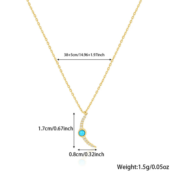 925 Sterling Silver Turquoise Niche Retro Female Clavicle Chain With Geometric Pattern And Electroplating