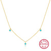 925 Sterling Silver Turquoise Niche Retro Female Clavicle Chain With Geometric Pattern And Electroplating