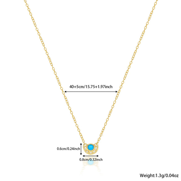 925 Sterling Silver Turquoise Niche Retro Female Clavicle Chain With Geometric Pattern And Electroplating