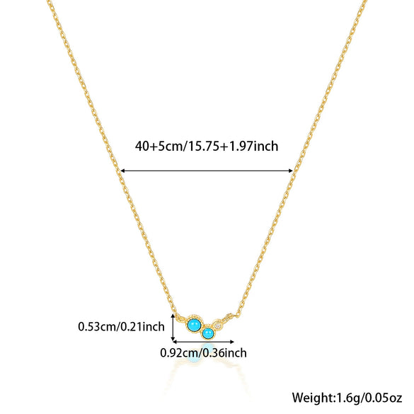 925 Sterling Silver Turquoise Niche Retro Female Clavicle Chain With Geometric Pattern And Electroplating