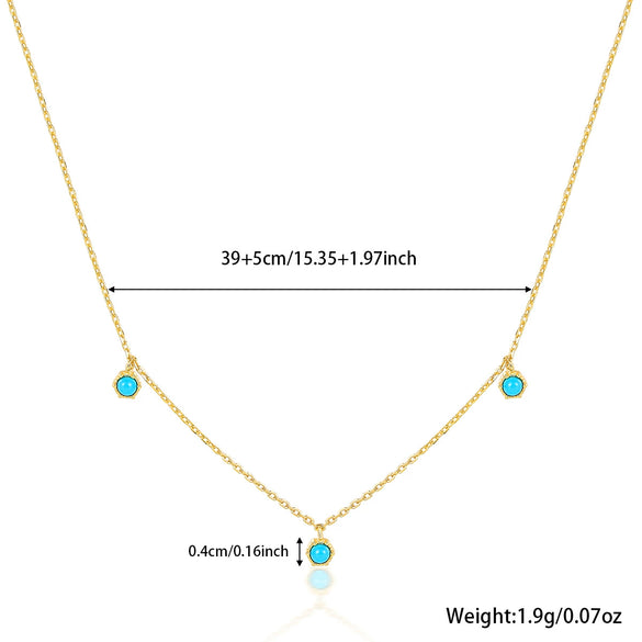 925 Sterling Silver Turquoise Niche Retro Female Clavicle Chain With Geometric Pattern And Electroplating