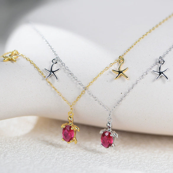 Sterling Silver Turtle Starfish Pendant Anklet For Girls Bohemian Style