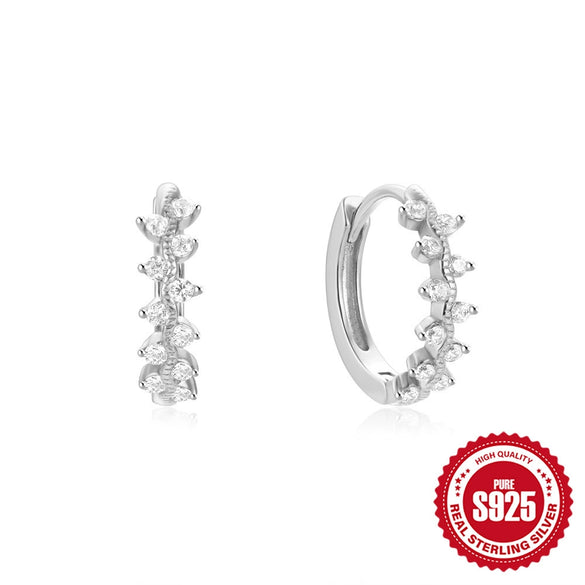 925 Sterling Silver Twisted Element Earrings With Electroplating And Zircon Inlay
