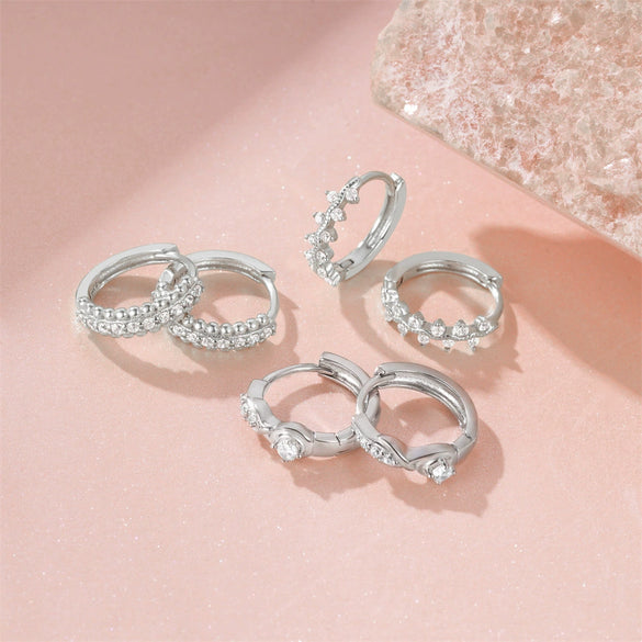 925 Sterling Silver Twisted Element Earrings With Electroplating And Zircon Inlay