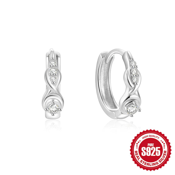 925 Sterling Silver Twisted Element Earrings With Electroplating And Zircon Inlay
