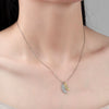 925 Sterling Silver Two Tone Feather Pendant Necklace Geometric Electroplated Clavicle Chain For Women