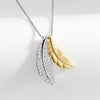 925 Sterling Silver Two Tone Feather Pendant Necklace Geometric Electroplated Clavicle Chain For Women
