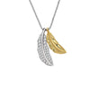 925 Sterling Silver Two Tone Feather Pendant Necklace Geometric Electroplated Clavicle Chain For Women