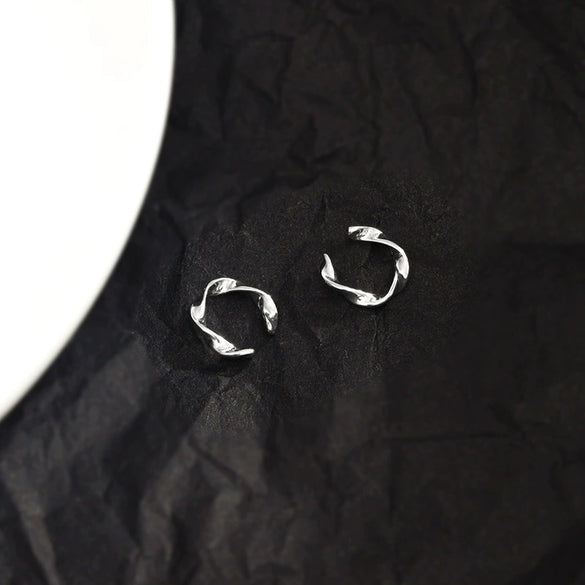 Sterling Silver Ushape Wave Ear Clips With Electroplated Finish Trendy Minimalist Unisex Earrings