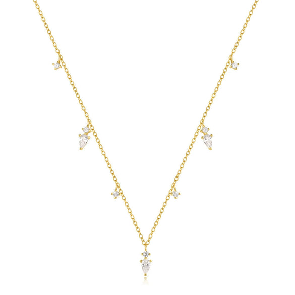 925 Sterling Silver Water Drop Geometric Stacked Collarbone Necklace For Women With Electroplating