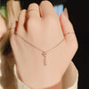 Sterling Silver Water Drop Necklace Plated With 14K Gold Vertical Strips Inlaid With Diamonds