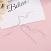 Sterling Silver Wave Threader Earrings For Women Delicate Geometric Tassel Ear Line Drop Earrings