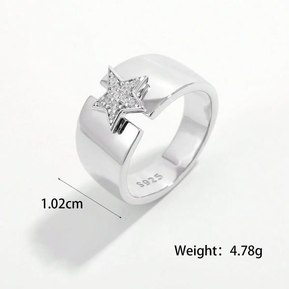 Sterling Silver White Gold Plated Basic Modern Style Classic Style Plating Inlay Triangle Round Star Zircon Rings